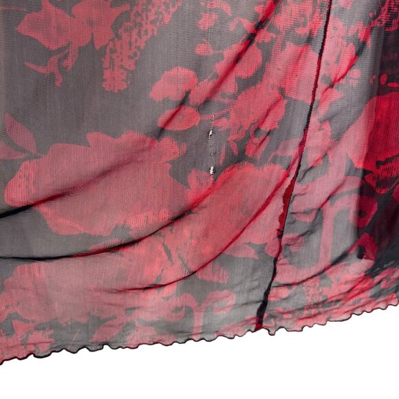 VTG Whimsigoth Dark Fairy 22W Red Black Floral Sheer Maxi Dress Skirt Overlay - Picture 10 of 10